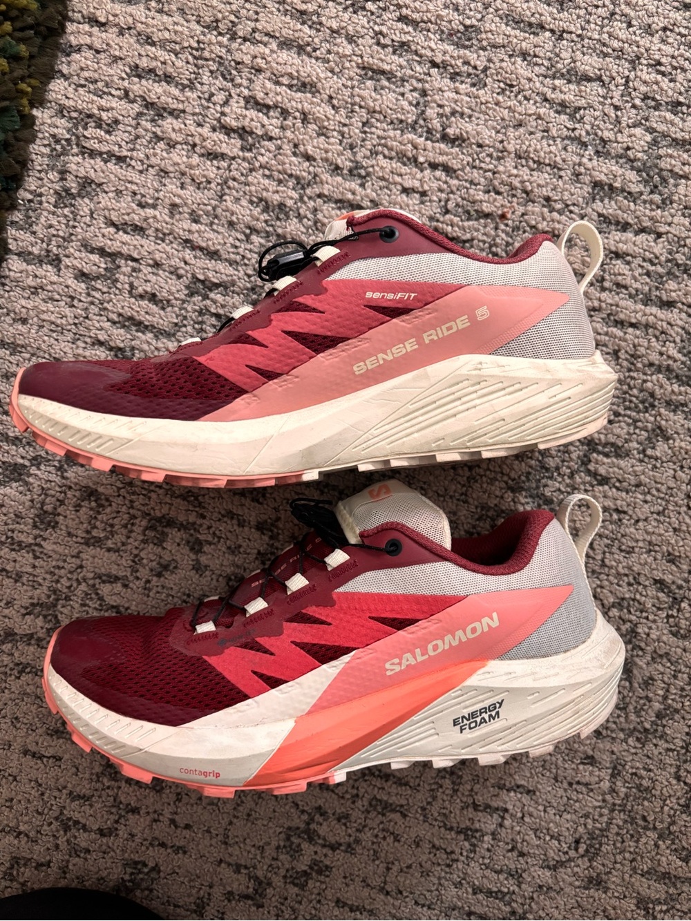 Salomon Sense Ride 5 Women's Trail Shoes - Burgundy & Pink - Picture 3 of 4